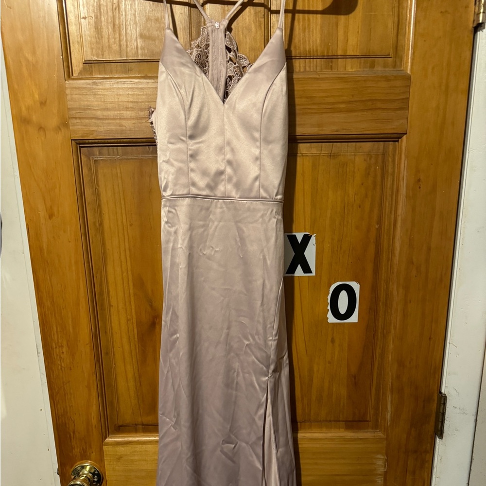 Sequin Hearts brand. Beautiful dress with slit. Size 3.
